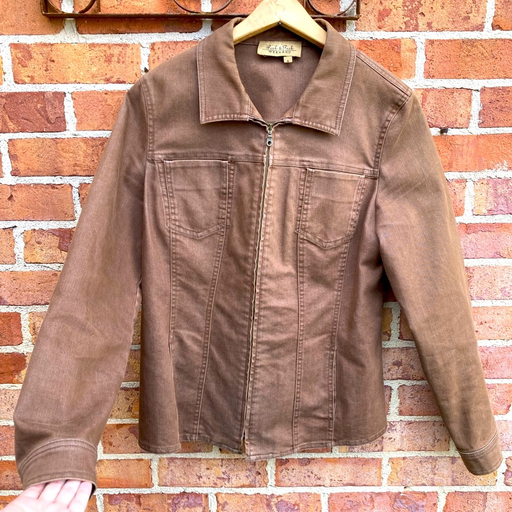Peck and peck weekend denim jacket light brown color vintage womens small